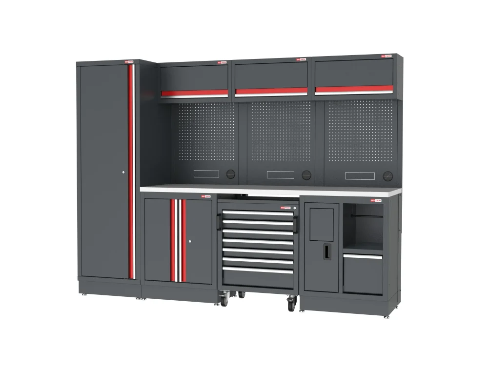 MOBILIER D'ATELIER + ARMOIRE 1 PORTE + CHARIOT